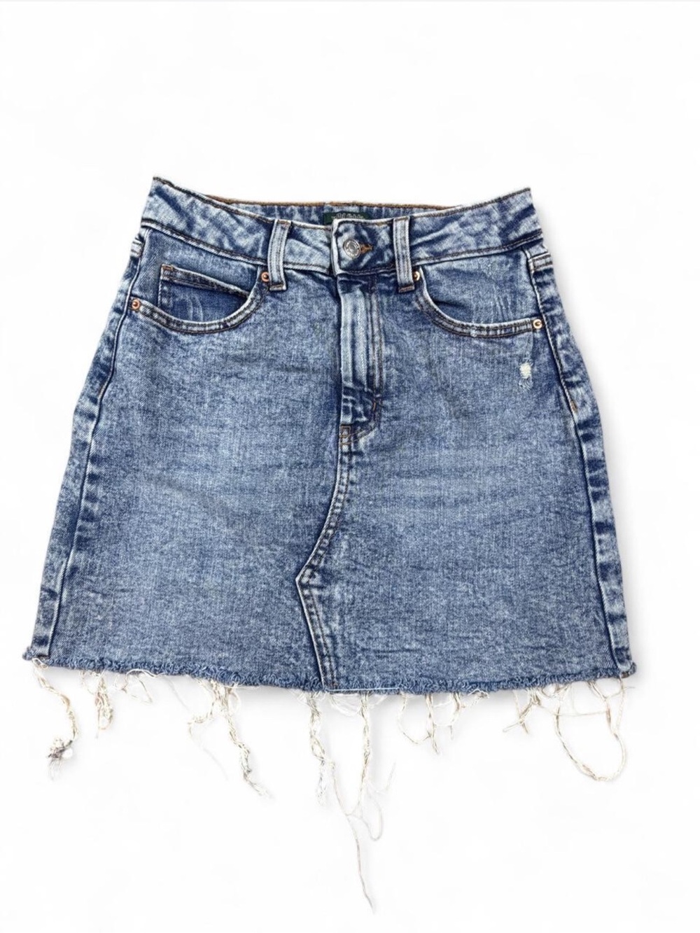 Wild Fable Denim Mini Skirt Women's Size 2 Blue Distressed Frayed Hem